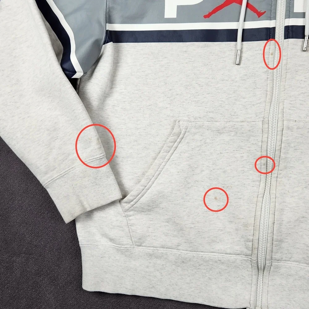 Jordan Paris Saint-Germain Fleece Hoodie Mens XL Gray Full‎ Zip DB6481-051
